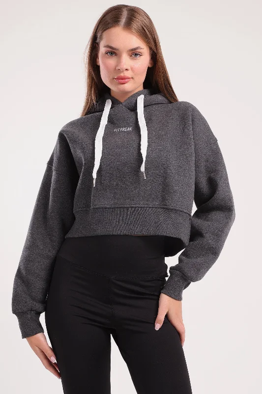 Boxy Cropped Basic Hoodie (40032) - Fit Freak Hoodie with Color Block Contrast Stylish Boxy Cropped Basic Hoodie (40032) - Fit Freak Hoodie with Color Block Contrast Stylish