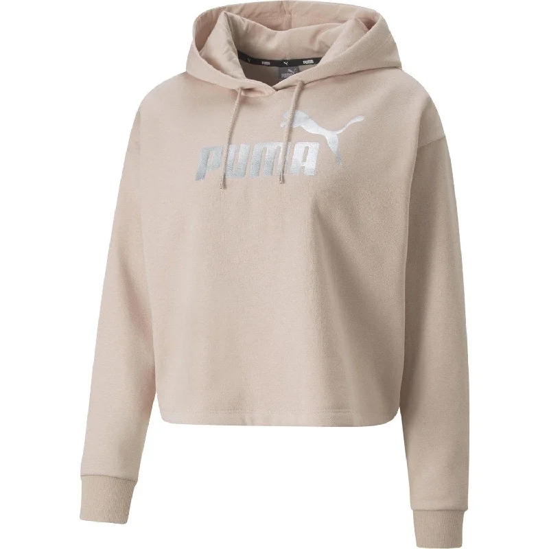 Ess+ Metallic Logo Cropped Hoodie Fl Kadın Sweatshirt Hoodie with Rhinestones Sparkly Elegant Ess+ Metallic Logo Cropped Hoodie Fl Kadın Sweatshirt Hoodie with Rhinestones Sparkly Elegant