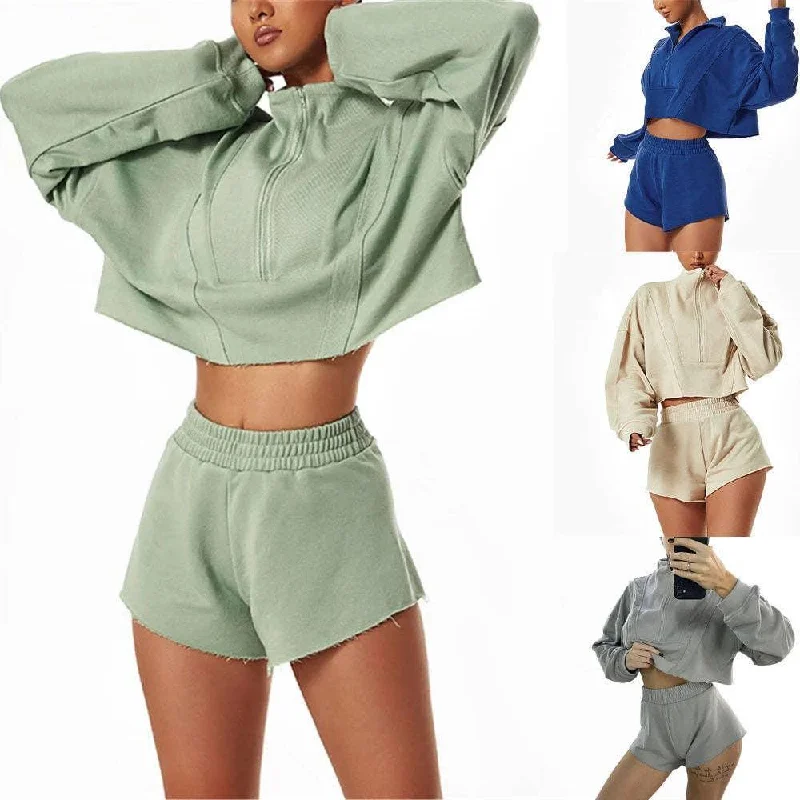 Ladies Stand Collar Zipper Hoodie Loose Short Set Z556 Hoodie Dress Longline Feminine Ladies Stand Collar Zipper Hoodie Loose Short Set Z556 Hoodie Dress Longline Feminine