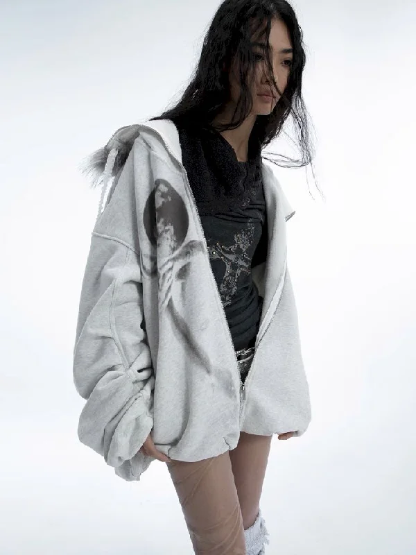 Print Oversize Shaker Sweatshirt Jacket【s0000010540】 Hoodie with Elastic Waist Stretchable Comfortable Print Oversize Shaker Sweatshirt Jacket【s0000010540】 Hoodie with Elastic Waist Stretchable Comfortable