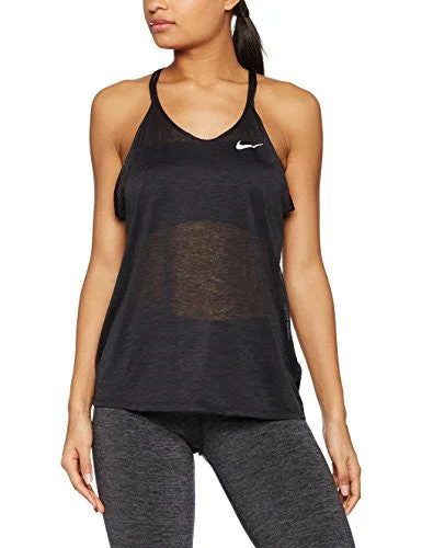 Women's Nike Dri-FIT Cool Strappy Running Tank Black/Reflective Silver Size Medium basic tank top
