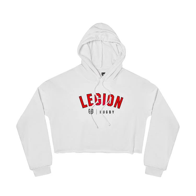 SD Legion Essential Women's Cropped White Hoodie Hoodie with Hem Contrast Bold Stylish