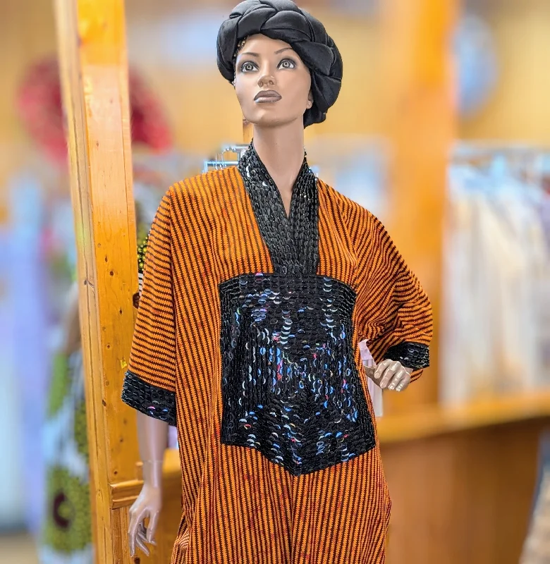 Dupsie's Kemi Orange African Print Caftan BouBou Knee-length Dress DPXOBT11 Tunics Summer linen Dupsie's Kemi Orange African Print Caftan BouBou Knee-length Dress DPXOBT11 Tunics Summer linen