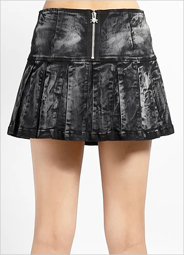 PEACE PLEATED SKIRT BLACK velvet skirt plush