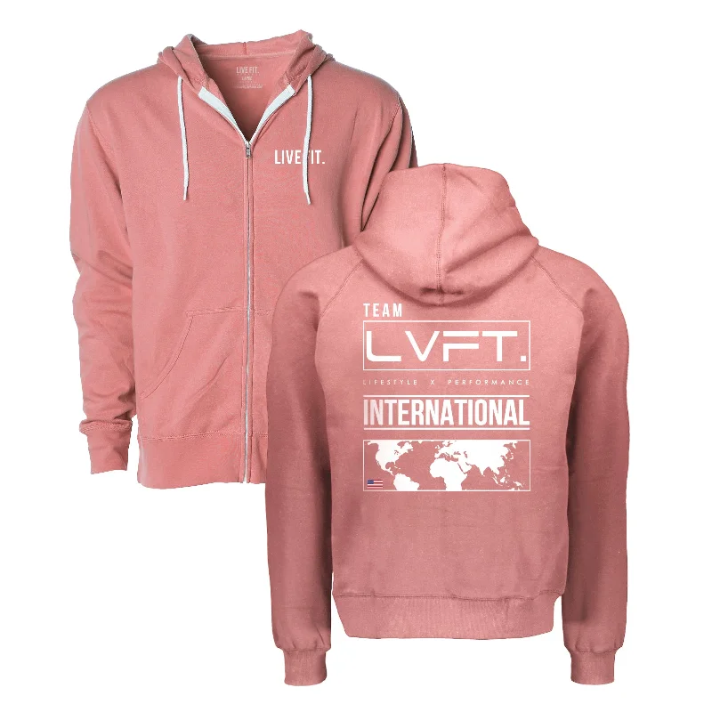 International Zip-Up Hoodie- Dusty Rose Hoodie with Double Zipper Versatile Adjustable International Zip-Up Hoodie- Dusty Rose Hoodie with Double Zipper Versatile Adjustable