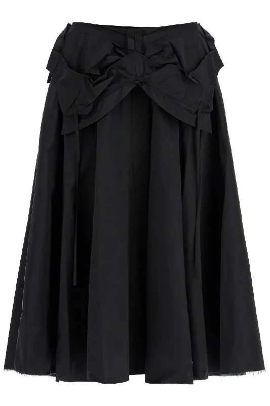 Black Pleated Midi Skirt In Polyamide velvet skirt sumptuous