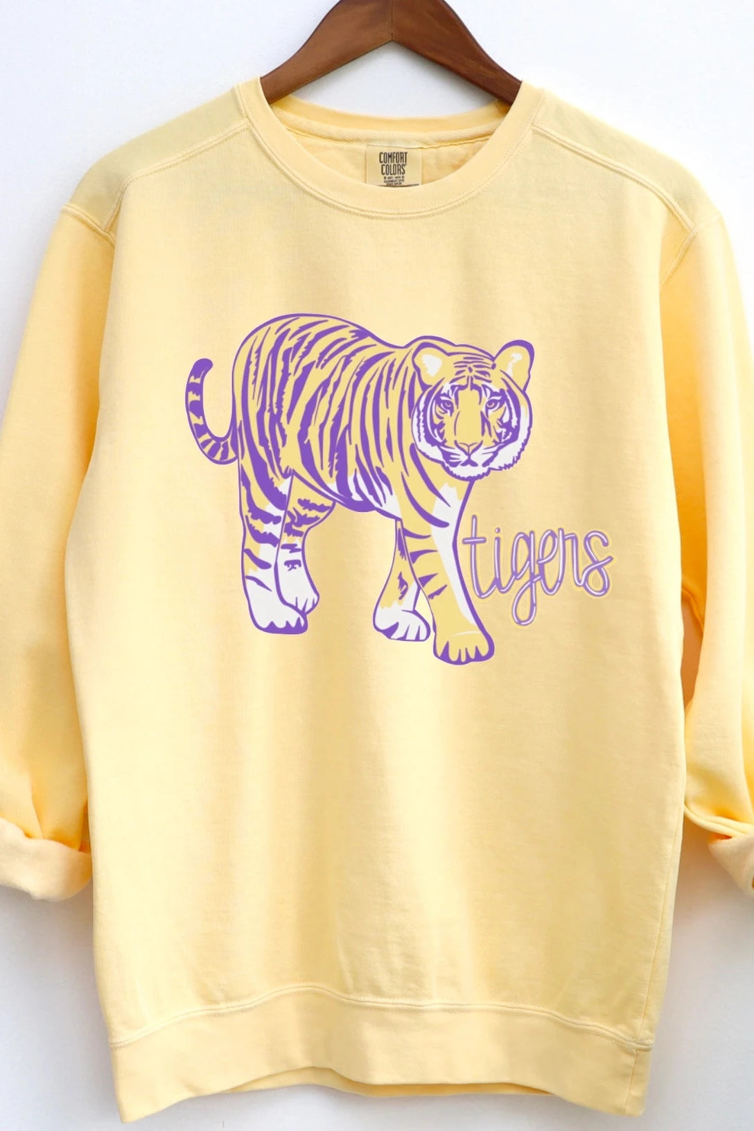 LSU Tigers Sweatshirt Mascot Graphic Football Hoodie with Side Slits Relaxed Casual