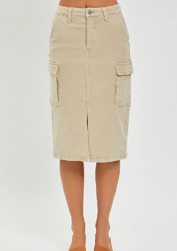 hirise midi cargo skirt linen skirt airy