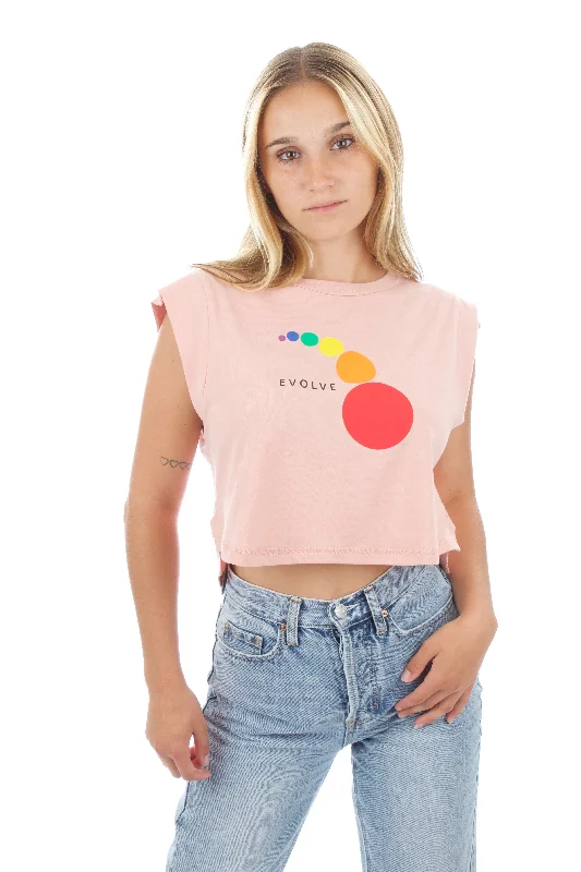 Women's Cropped Tank - Dew Drop - Rose peekaboo tank top