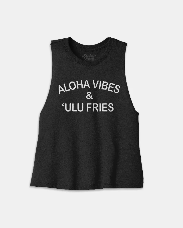ULU FRIES Black Crop Tank baby blue tank