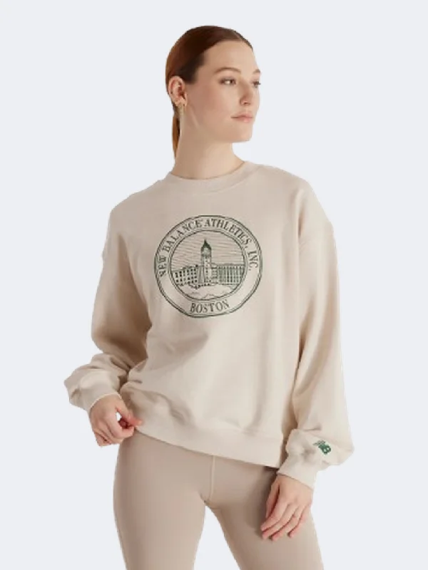 New Balance Athletics French Terry Crest Oversized Women Lifestyle Sweatshirt Linen Heather Hoodie with Double Zipper Versatile Adjustable New Balance Athletics French Terry Crest Oversized Women Lifestyle Sweatshirt Linen Heather Hoodie with Double Zipper Versatile Adjustable