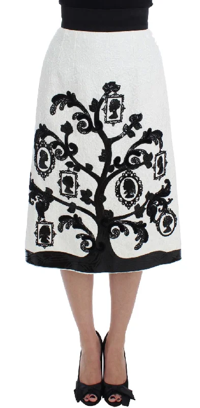Elegant Floral Brocade High-waist Skirt corduroy skirt cozy