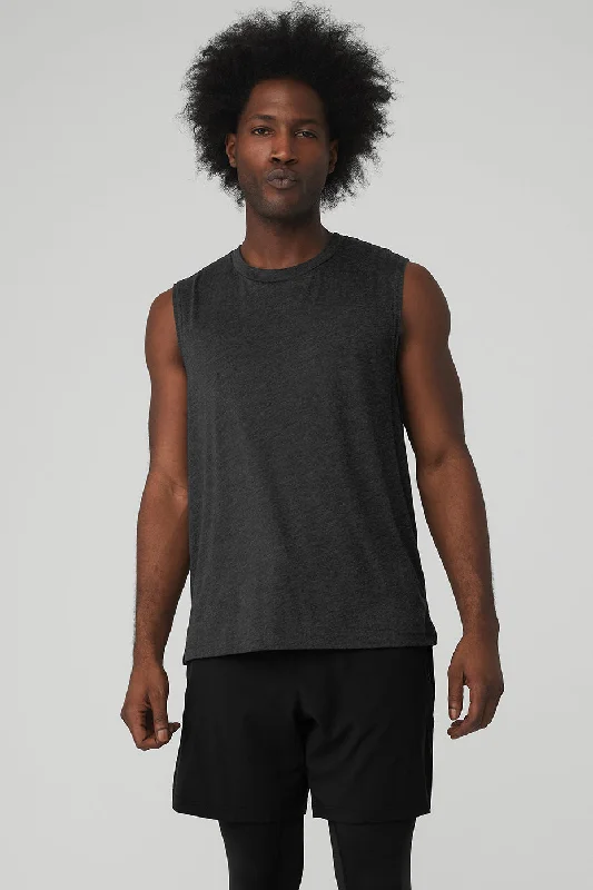 The Triumph Muscle Tank - Black Heather trendy tank top