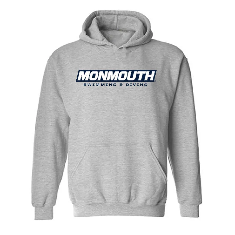 Monmouth - NCAA Women's Swimming & Diving : Corinne Pepper - Grey Classic Shersey Hooded Sweatshirt Hoodie with Ribbed Neckline Snug Warm