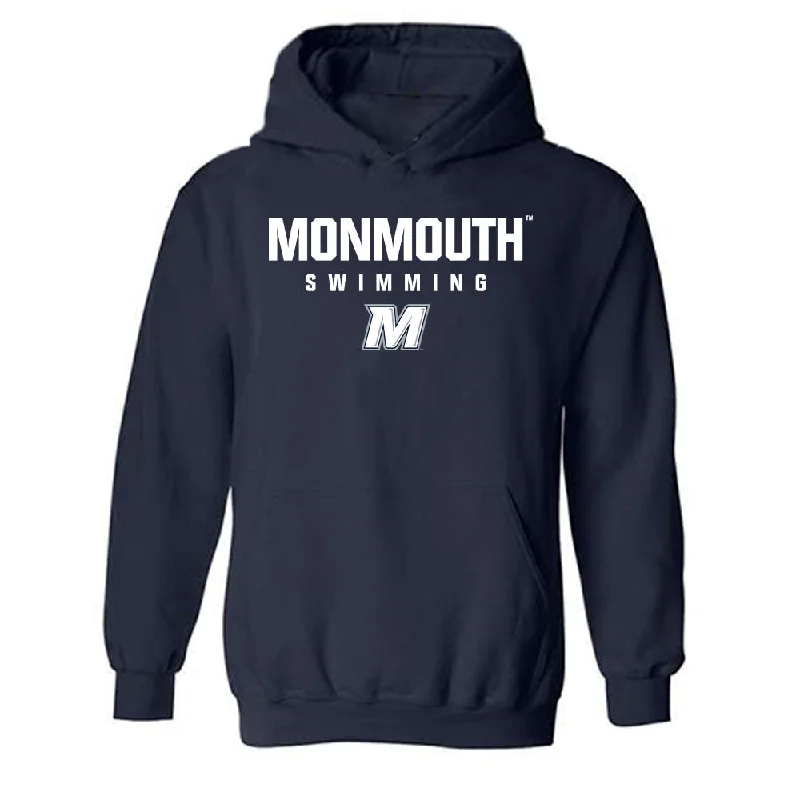 Monmouth - NCAA Women's Swimming & Diving : Corinne Pepper - Classic Shersey Hooded Sweatshirt Hoodie with Mock Neck Collared Structured