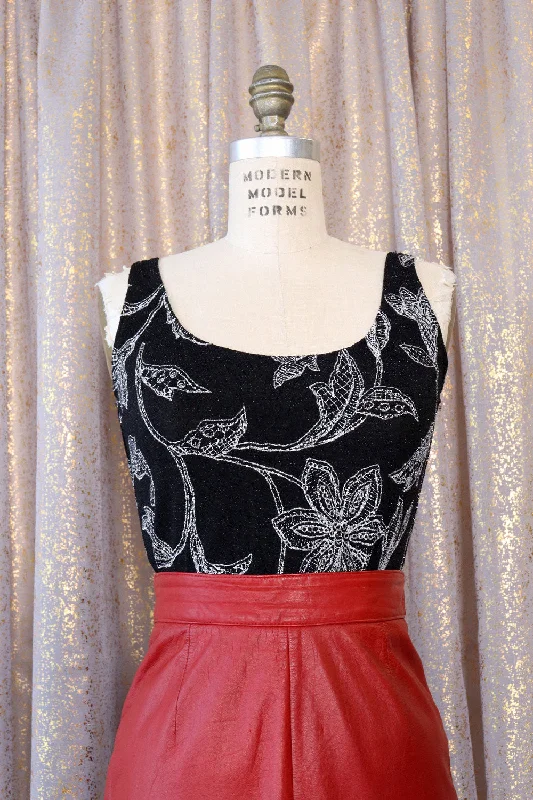 Frosty Floral Lurex Tank M/L black tank top