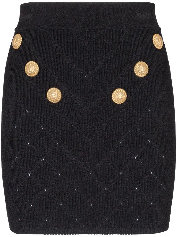 Balmain Skirts Black linen skirt breathable