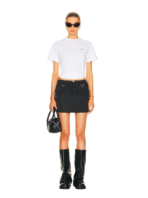 Woven Tailored Cargo Mini Skirt / Black leather skirt sleek