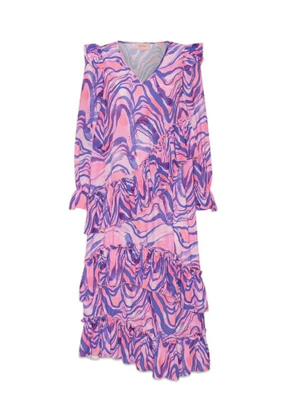 Monique Dress - Pink Swirl Art Print Tunics Ceremony elegant