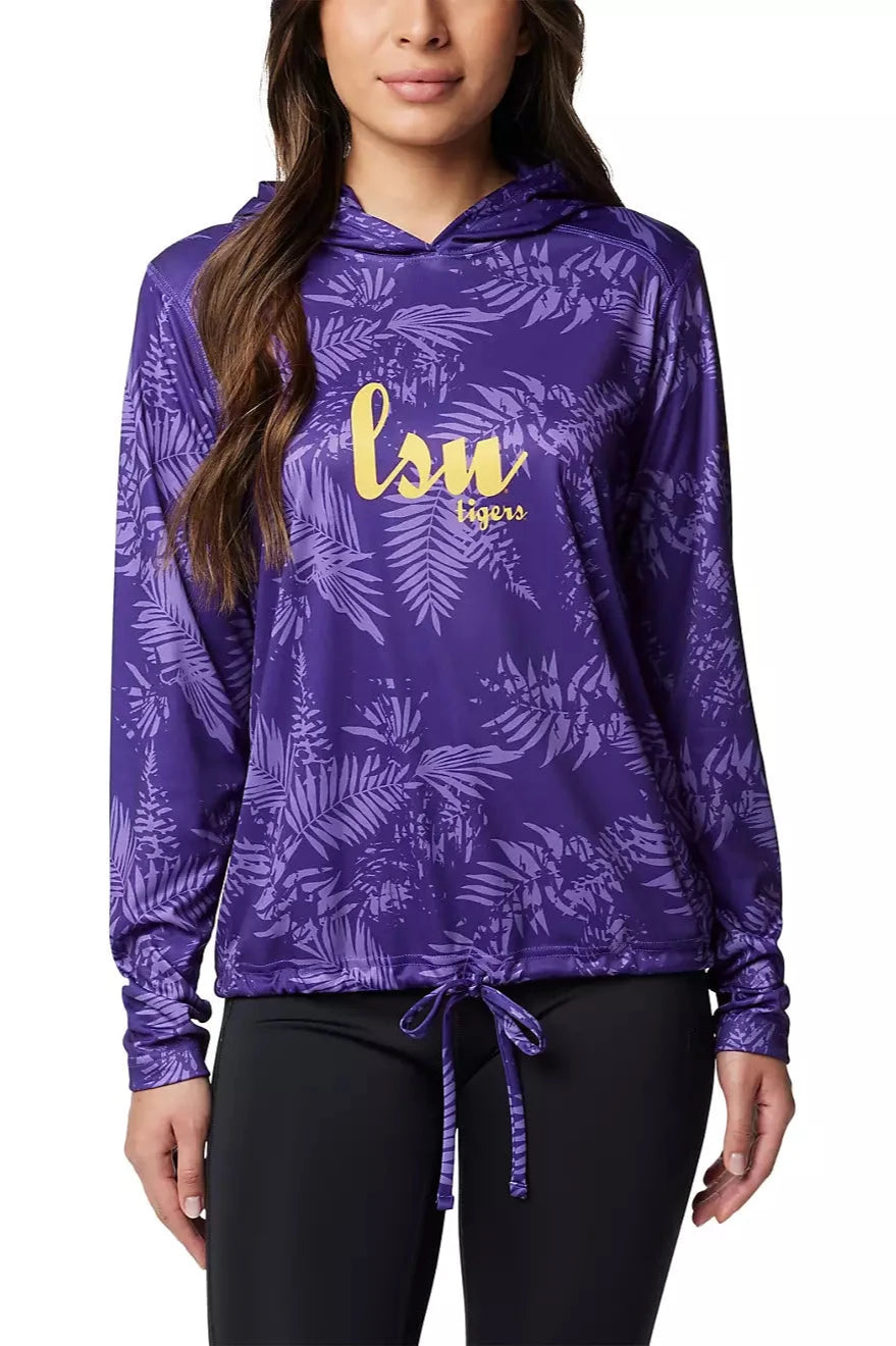 LSU Tigers Women's Columbia Summerdry  Printed Hoodie Hoodie with Hem Elastic Stretchable Comfortable