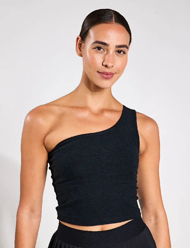 Spacedye The Bold Shoulder Cropped Tank - Darkest Night stretchy tank top