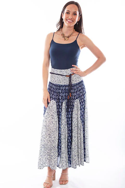 Women's Cantina Collection Skirt: Maxi Length Multi Print silk skirt elegant