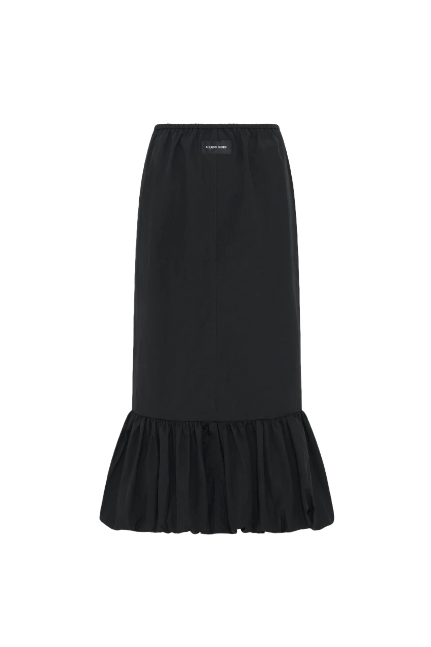 Nylon Midi Bubble Skirt (Black) ribbed skirt waist