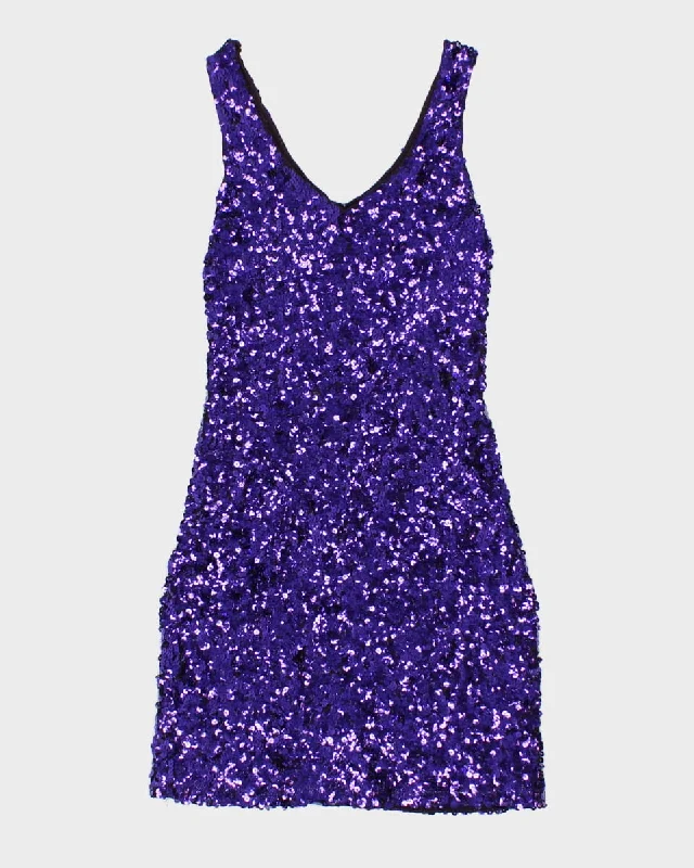 80's Purple Sequin Mini Dancing Dress - M Tunics Stylish elegant