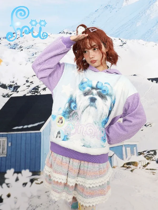 Dog Printed Loose Hooded Sweatshirt【s0000010734】 Hoodie with Turtle Neck Cozy Winter Dog Printed Loose Hooded Sweatshirt【s0000010734】 Hoodie with Turtle Neck Cozy Winter