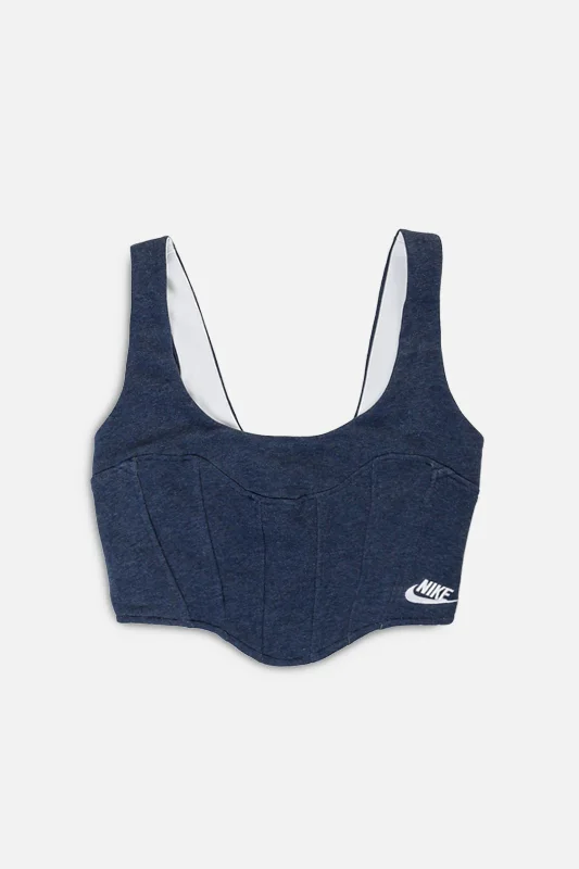 Rework Nike Sweatshirt Bustier - XS Hoodie with Rolled Sleeves Casual Relaxed