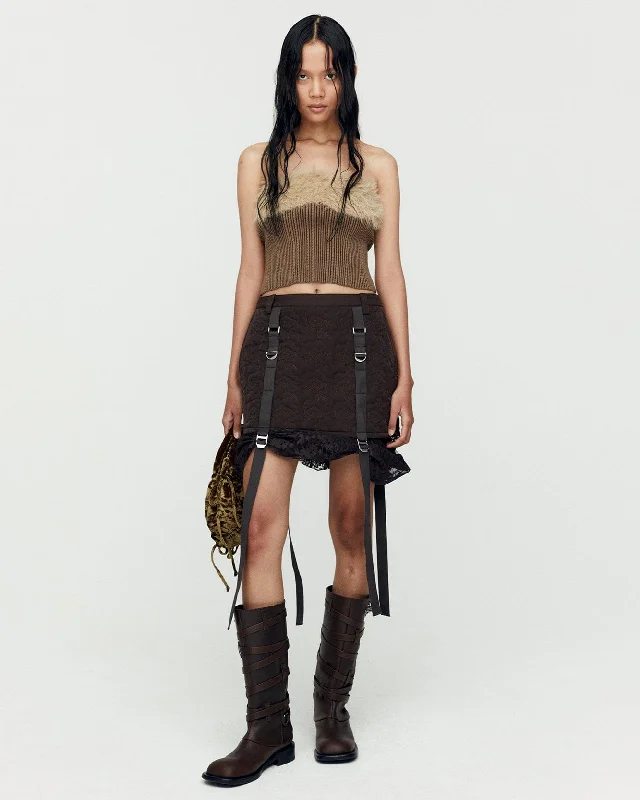 EMBROIDERY PADDED SKIRT apa764w(D/BROWN) vintage skirt charm