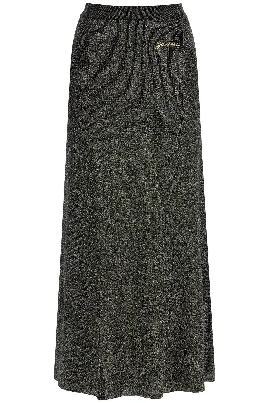 Long Lurex Knit Skirt flowy skirt hem