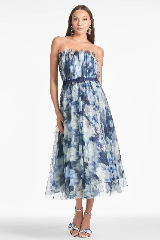 Marni Dress - Blue Ikat Floral - Final Sale Halter Neckline Beach