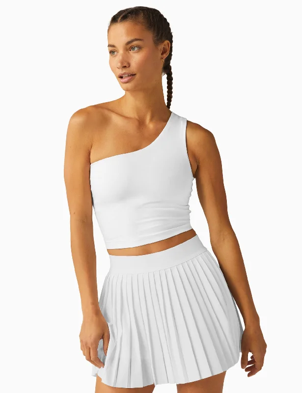 Spacedye The Bold Shoulder Cropped Tank - Cloud White loose fit tank