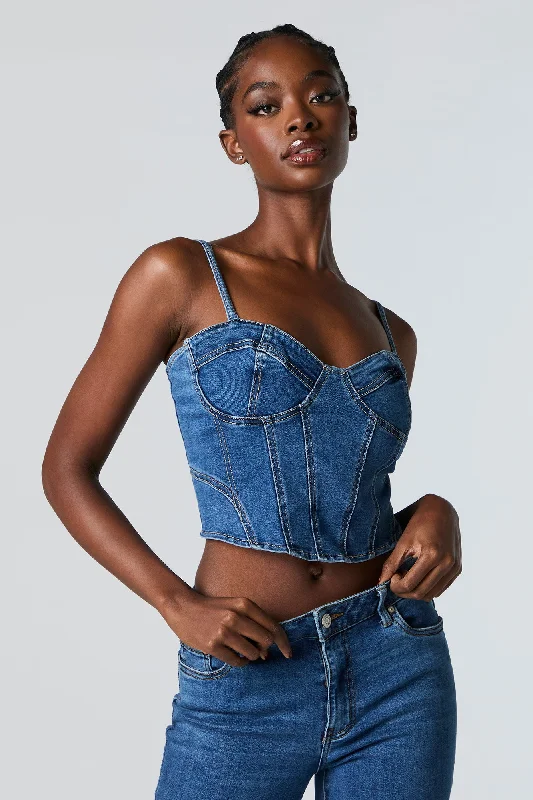 Denim Corset Tank fitness tank top