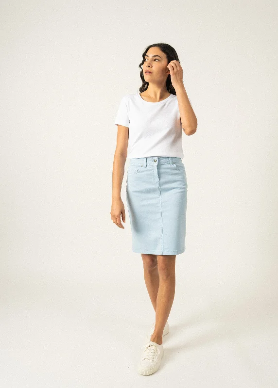 ELFY - Stretch Straight Skirt in Colorful Denim (LIGHT BLUE) velvet skirt luxury