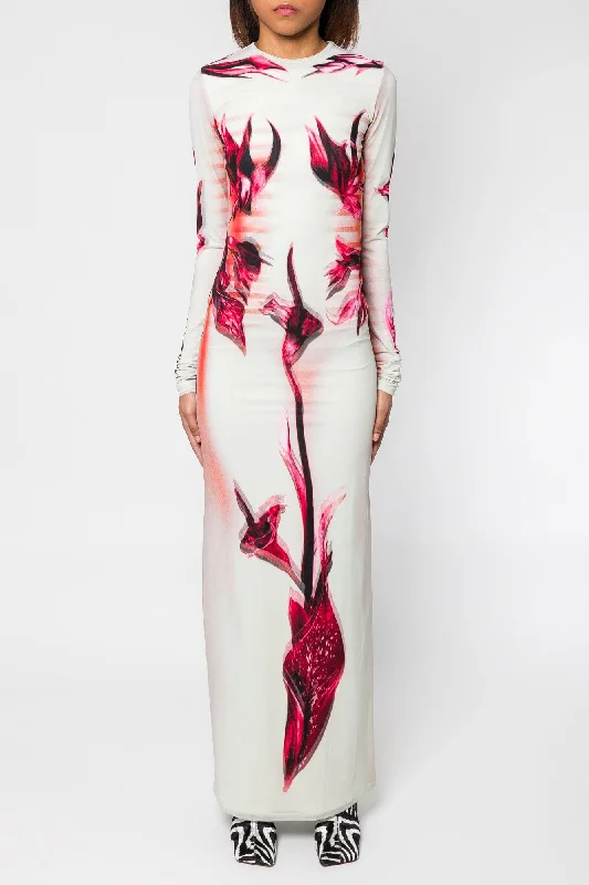 Jean Paul Gaultier Flower Body Morphing Mariniere Mesh Stretch Jersey Double Layered Dress SS25 Tunics Fall fleece Jean Paul Gaultier Flower Body Morphing Mariniere Mesh Stretch Jersey Double Layered Dress SS25 Tunics Fall fleece