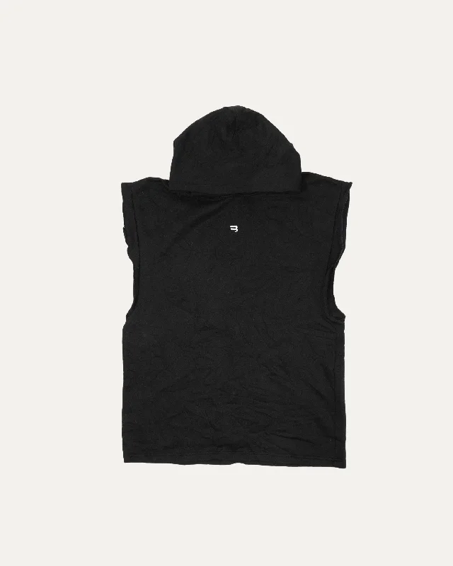 Sporty B Creased Sleeveless Hoodie Hoodie with Double Zipper Versatile Adjustable