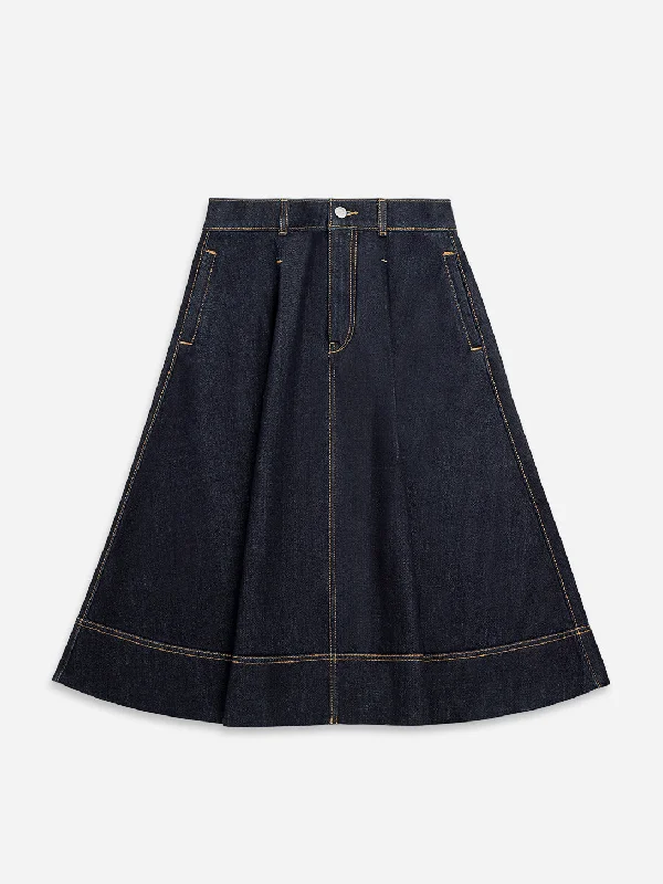 Rinse Wash A-Line Skirt button skirt front