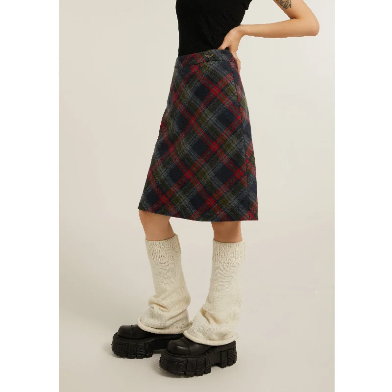 RTK (W) No. 3170 WOOLEN DIAMOND PLAID SKIRT cotton skirt soft