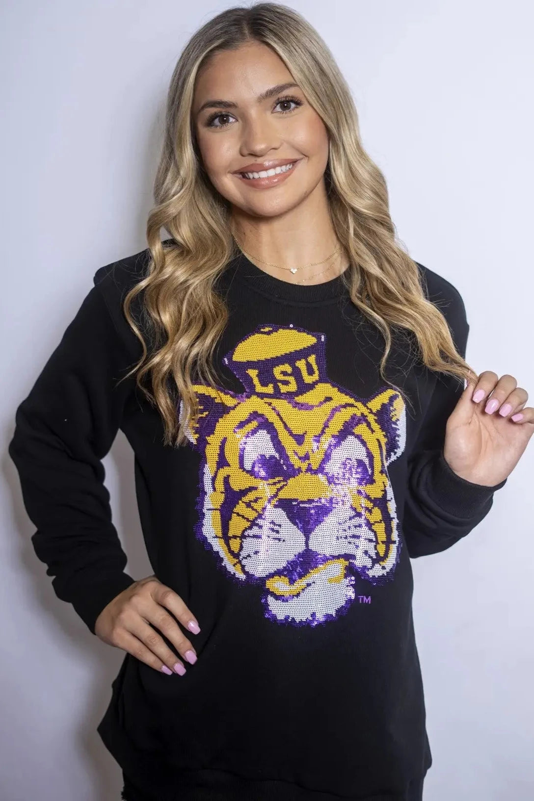 LSU Tigers Women's Sweatshirt Vintage Sailor Mike Hoodie with Drawstring Waist Adjustable Fitted