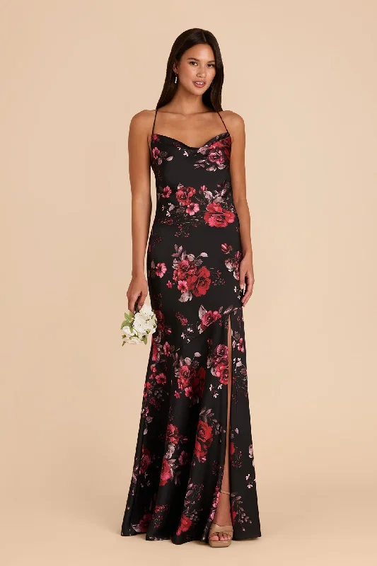 Olivia Matte Satin Dress - Black Fleurs D'Amour Tunics Occasion special