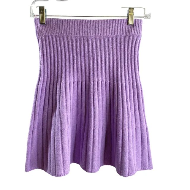 OPEN EDIT Size XXSMALL Lavender Ribbed Mini Elastic Waist Cotton Blend NWT SKIRT wool skirt breathable