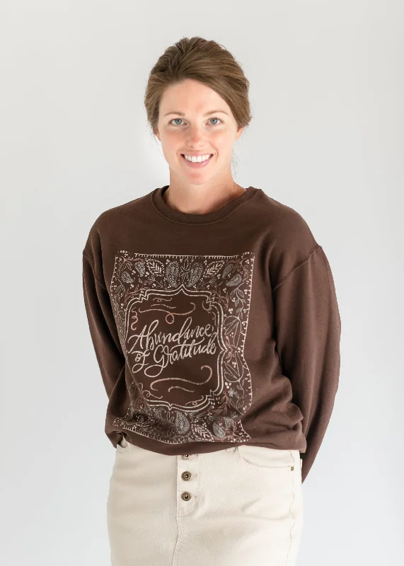 Abundance Crewneck Graphic Christian Sweatshirt- FINAL SALE Hoodie with Tied Waist Feminine Flattering