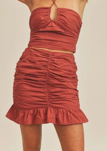 ruched ruffle mini skirt summer skirt style