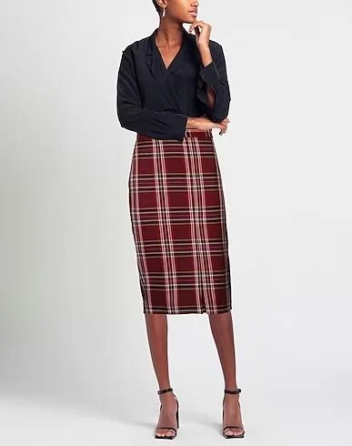 Chic Plaid Belted Midi Sheath Skirt cashmere skirt fine