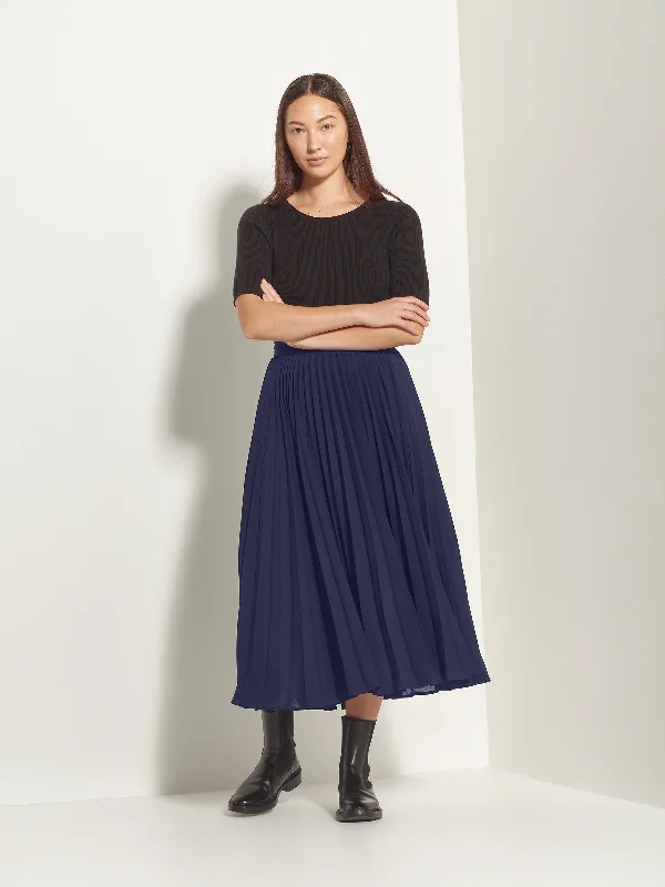 Posey Pleat Skirt (Matte Pleat) Navy summer skirt style