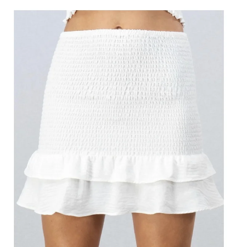 solid smocked baby ruffle skirt linen skirt light