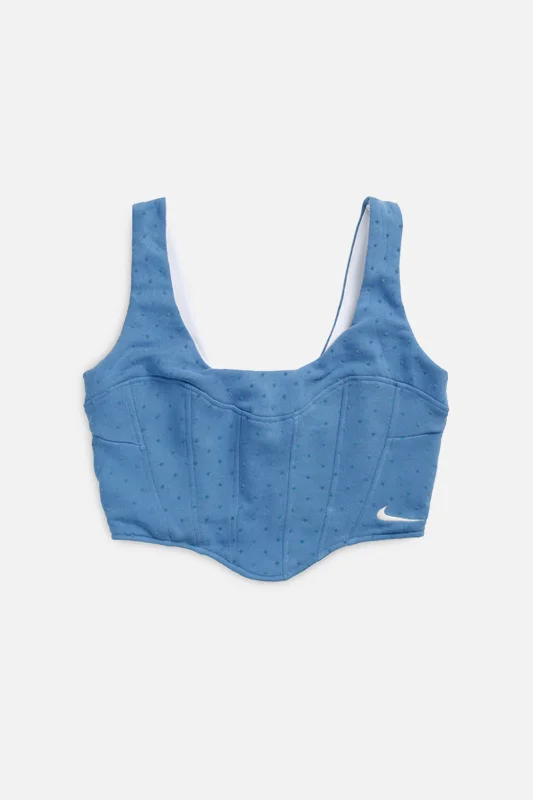 Rework Nike Sweatshirt Bustier - M Hoodie with Monochrome Minimalist Simple