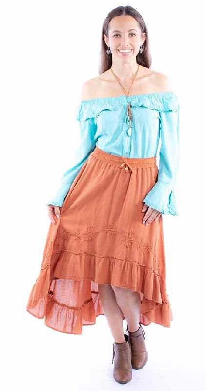 Women's Cantina Collection Skirt: Ruffle Hi Lo linen skirt natural